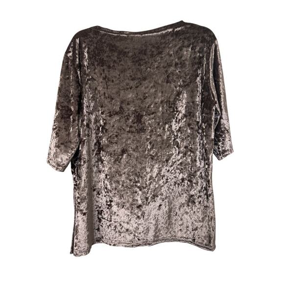 Pol Chocolate Brown Crushed Velvet Relaxed Boxy Fit Top Size Medium - Picture 2 of 7